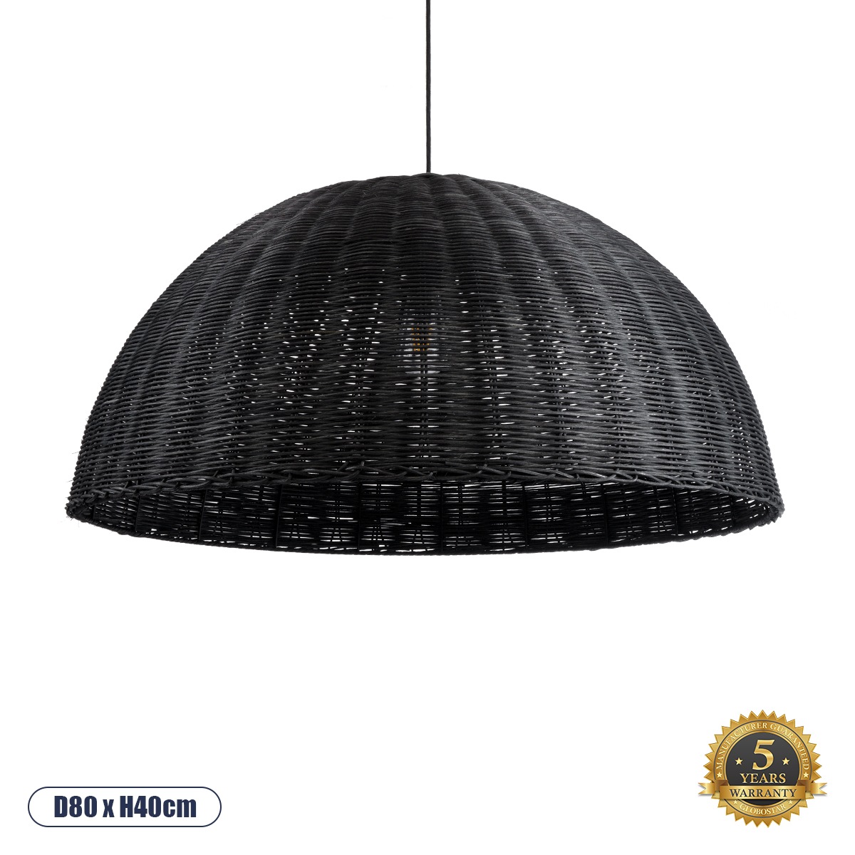 Boho Κρεμαστό Φωτιστικό Οροφής με Ντουί 1 x E27 AC 220-240V IP20 - Μαύρο - Μ80 x Π80 x Υ40cm