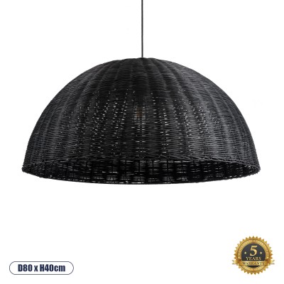Boho Κρεμαστό Φωτιστικό Οροφής με Ντουί 1 x E27 AC 220-240V IP20 - Μαύρο - Μ80 x Π80 x Υ40cm