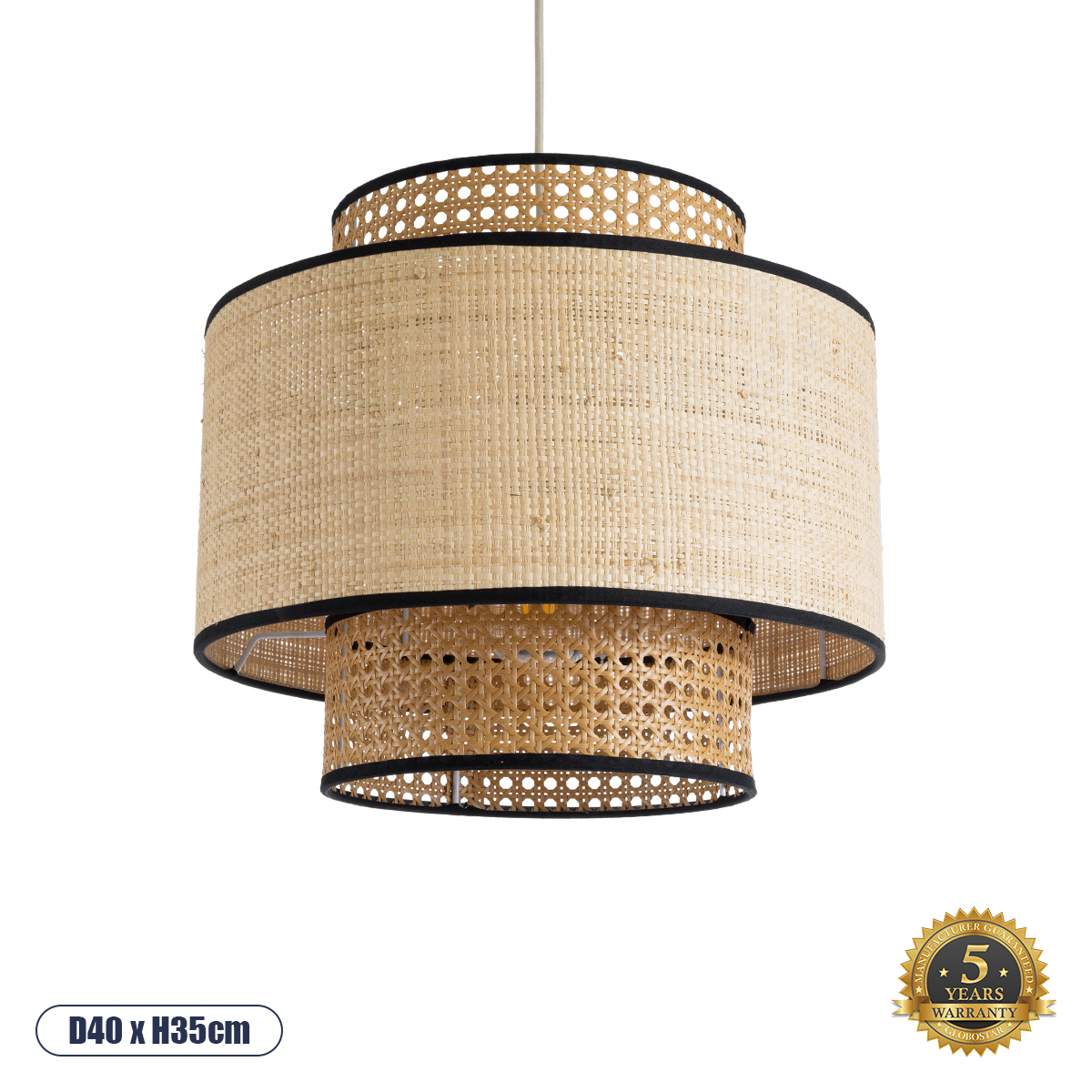 Boho Κρεμαστό Φωτιστικό Οροφής με Ντουί 1 x E27 AC 220-240V IP20 - Μπεζ- Μ40 x Π40 x Υ35cm
