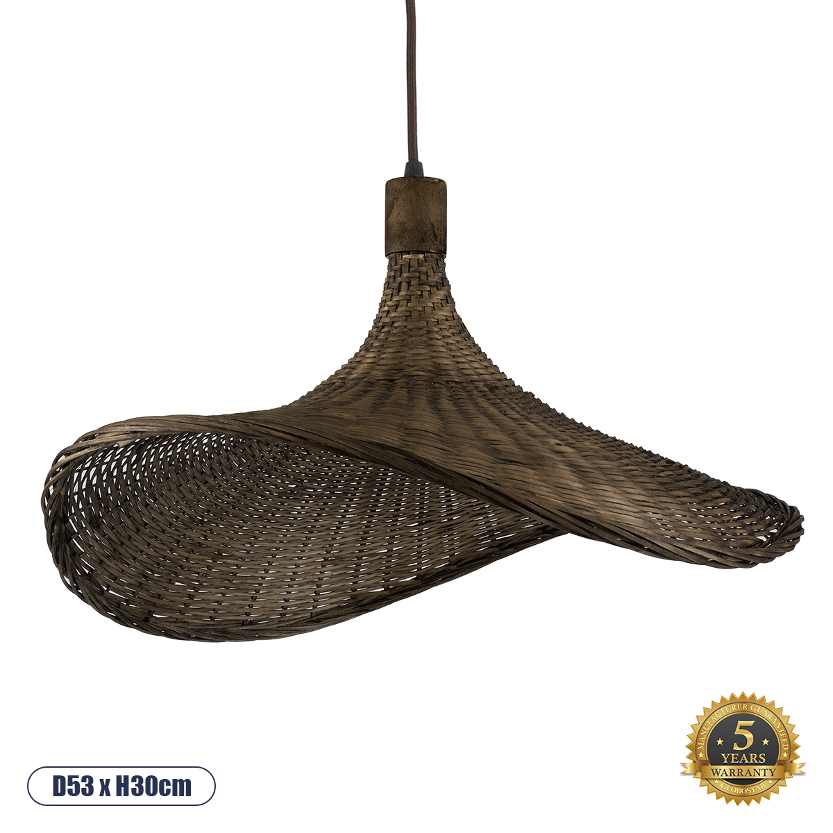Boho Κρεμαστό Φωτιστικό Οροφής με Ντουί 1 x E27 AC 220-240V IP20 - Καφέ - Μ53 x Π53 x Υ30cm