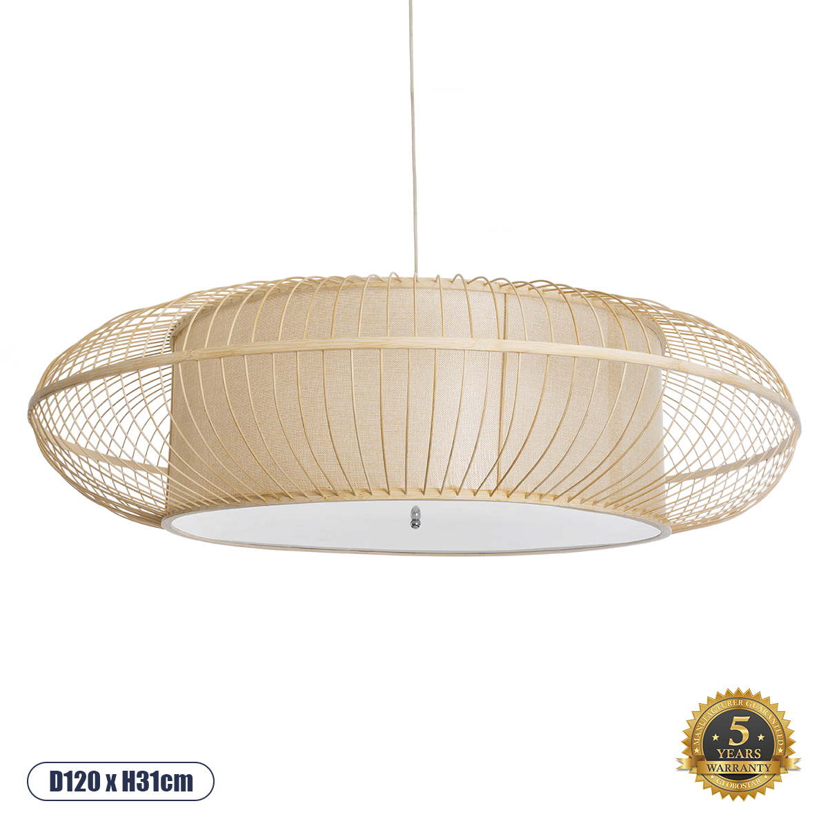 Boho Κρεμαστό Φωτιστικό Οροφής με Ντουί 3 x E27 AC 220-240V IP20 - Μπεζ - Μ120 x Π120 x Y31cm