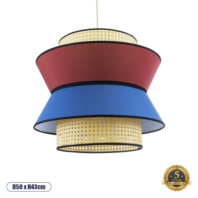 Boho Κρεμαστό Φωτιστικό Οροφής με Ντουί 1 x E27 AC 220-240V IP20 - Πολύχρωμο - Μ50 x Π50 x Υ43cm