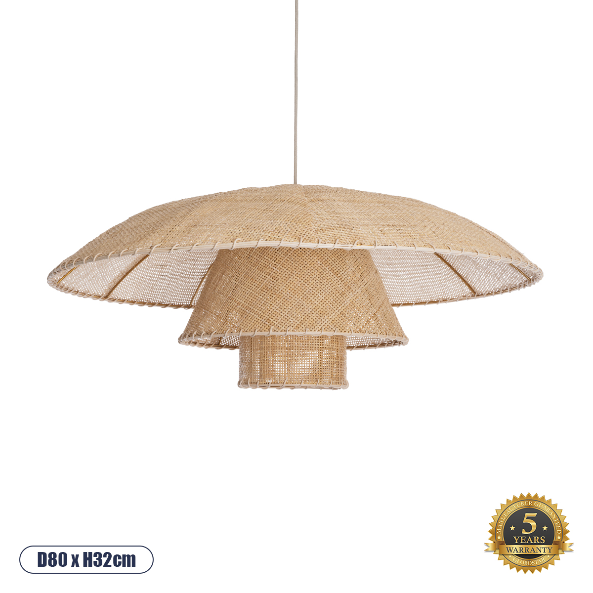 Boho Κρεμαστό Φωτιστικό Οροφής με Ντουί 1 x E27 AC 220-240V IP20 - Μπεζ - Μ80 x Π80 x Υ32cm