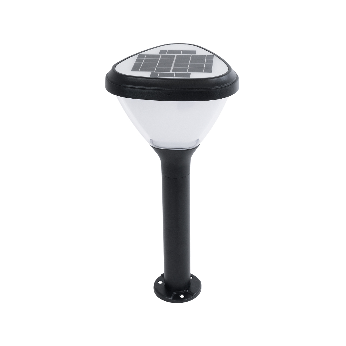 Φωτιστικό Κολωνάκι Κήπου LED 10W 180lm 120° με Ενσωματωμένο Φωτοβολταϊκό Panel 6V 5W & Επαναφορτιζόμενη Μπαταρία Li-ion 3.2V 6000mAh με Αισθητήρα Ημέρας-Νύχτας Αδιάβροχο IP65 Ψυχρό Λευκό 6000K - Μαύρο - Μ26 x Π26 x Υ60cm - 2 