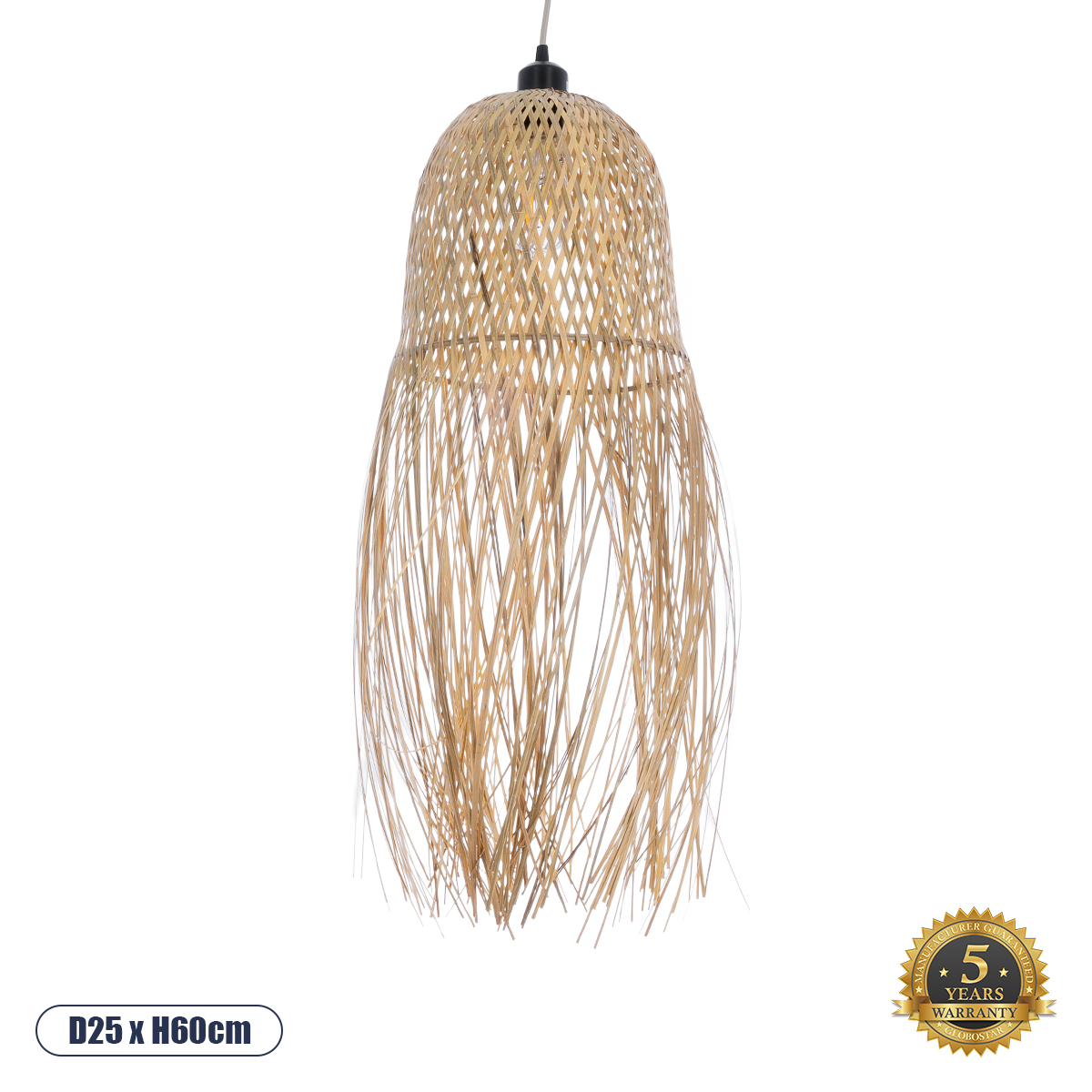 Boho Κρεμαστό Φωτιστικό Οροφής με Ντουί 1 x E27 AC 220-240V IP20 - Μπεζ - Μ25 x Π25 x Υ60cm