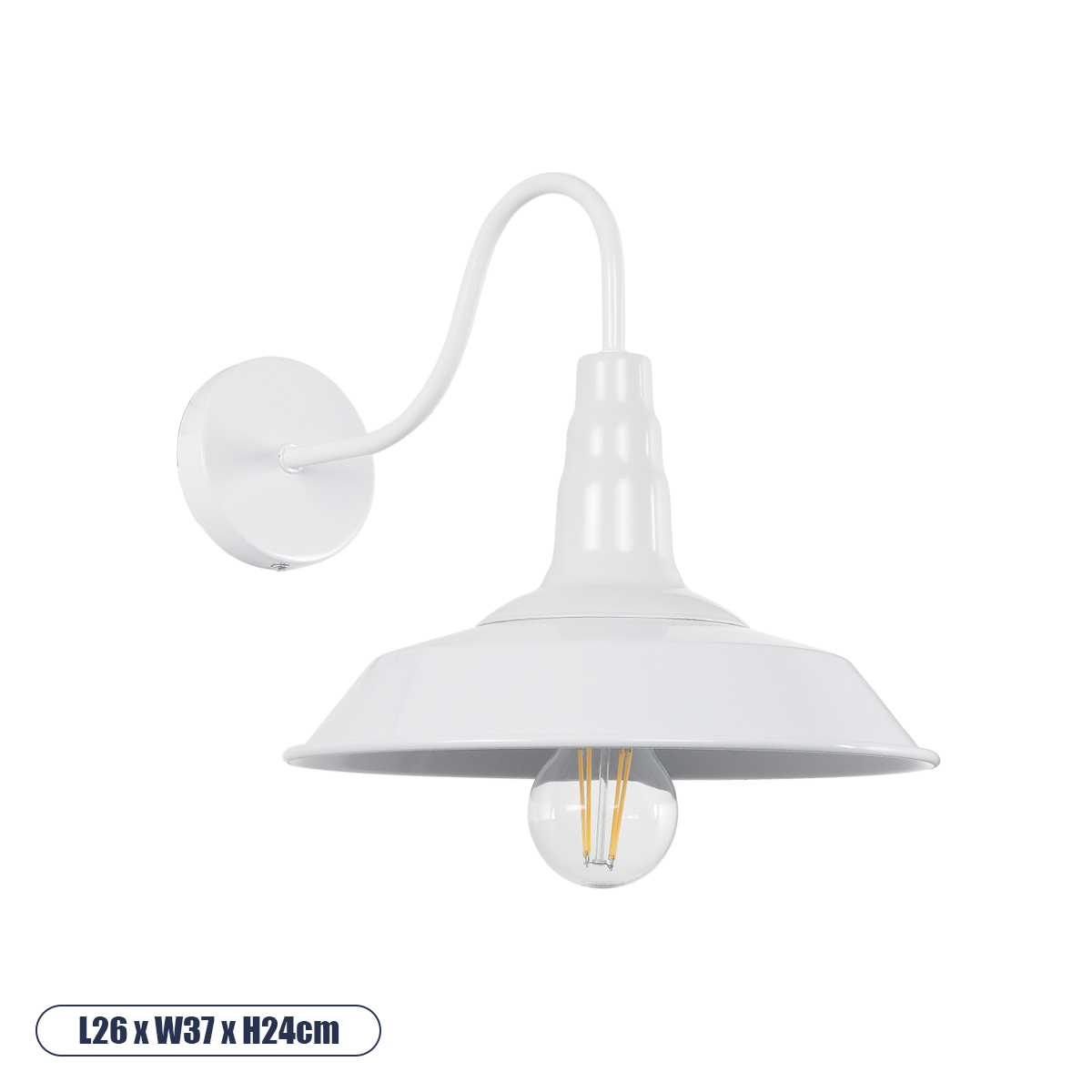 Vintage Φωτιστικό Τοίχου - Απλίκα με Ντουί 1 x E27 AC 220-240V IP20 - Λευκό - Μ26 x Π37 x Υ32cm