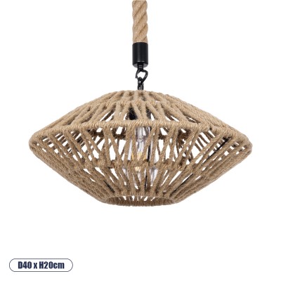 Boho Κρεμαστό Φωτιστικό Οροφής με Ντουί 1 x E27 AC 220-240V IP20 - Μπεζ - Μ40 x Π40 x Υ20cm