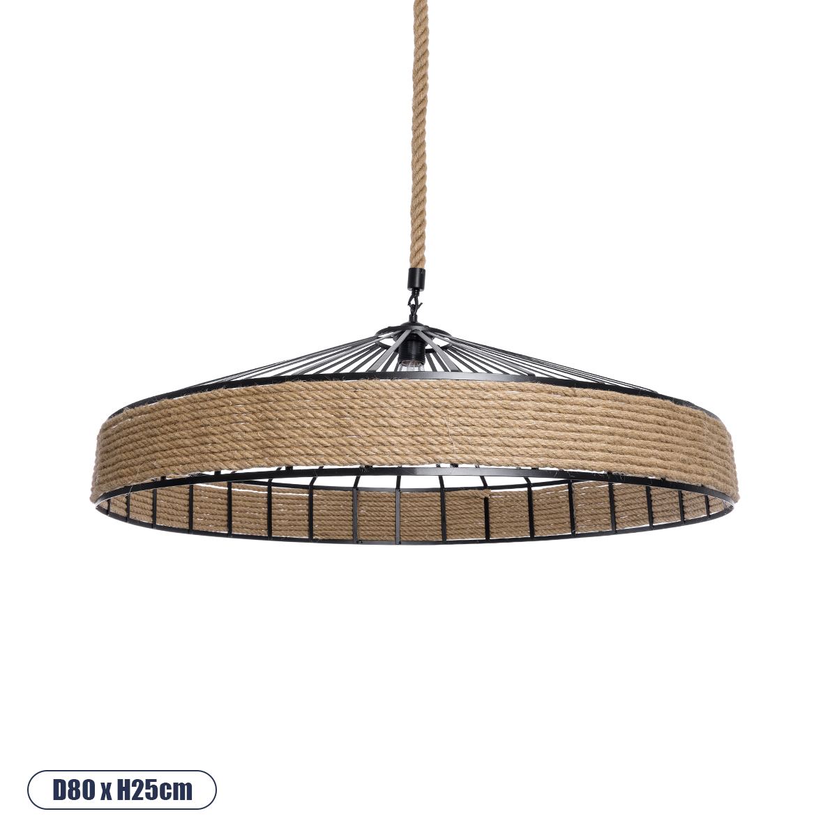 Boho Κρεμαστό Φωτιστικό Οροφής με Ντουί 1 x E27 AC 220-240V IP20 - Μπεζ & Μαύρο - Μ80 x Π80 x Y25cm