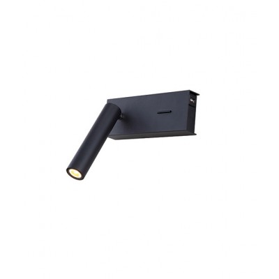 WALL SCONCE WITH READING LIGHT AND USB CHARGER SANDY BLACK