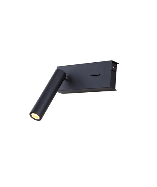 WALL SCONCE WITH READING LIGHT AND USB CHARGER SANDY BLACK