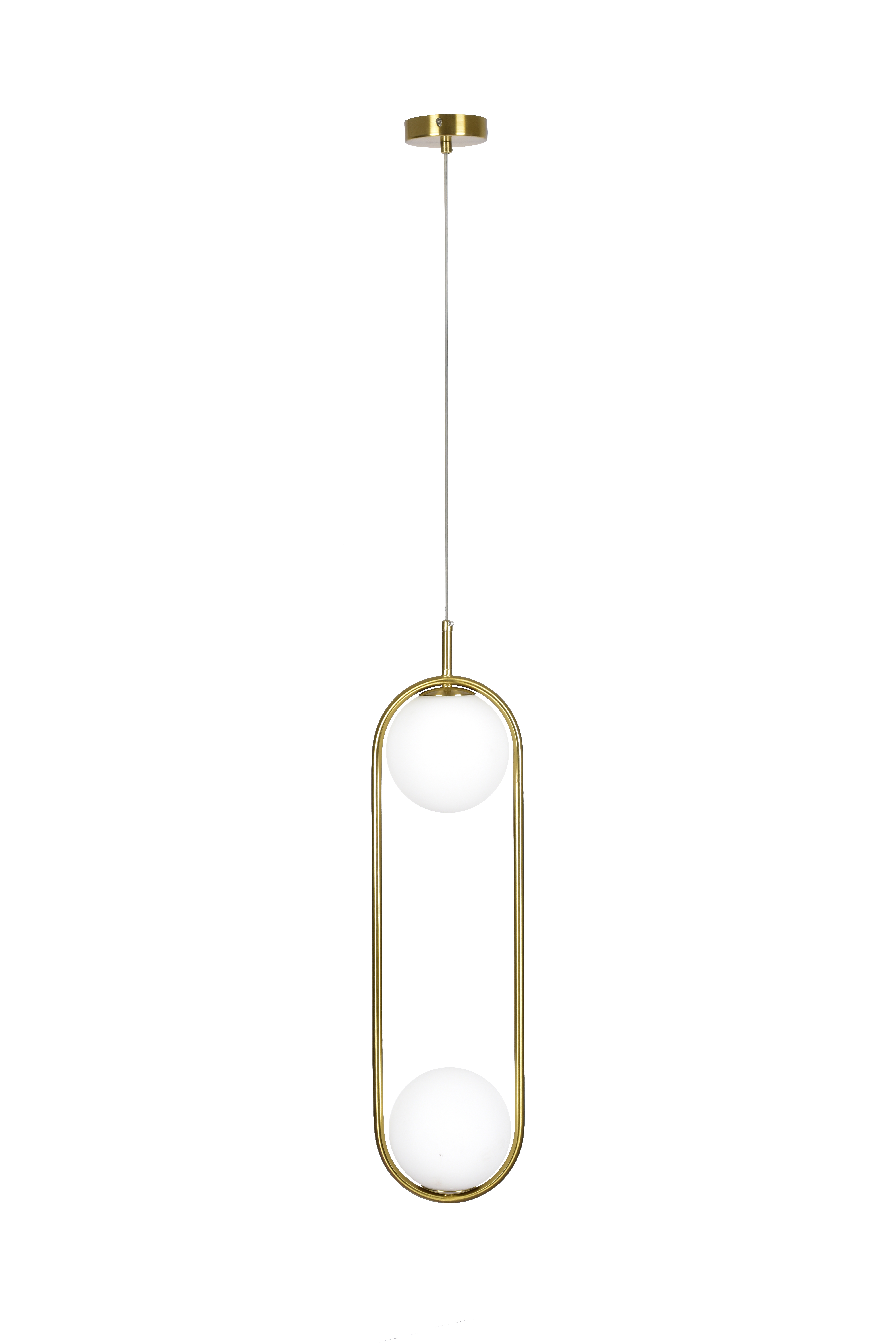SE 110-2 PRATO PENDANT BRASS GOLD WITH 2 OPAL GLASSES Φ15 Γ4