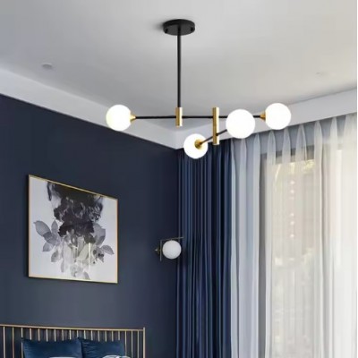 SE21-HA-4 HARUTO BLACK AND GOLD PENDANT OPAL 83x45cm  E27*4  MAX 60W IP20  2 YEARS WARRANTY