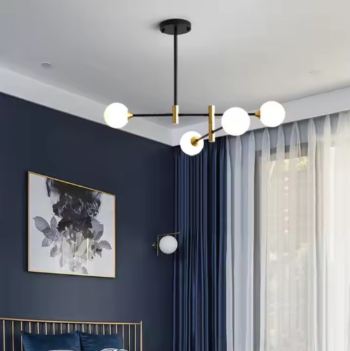 SE21-HA-4 HARUTO BLACK AND GOLD PENDANT OPAL 83x45cm  E27*4  MAX 60W IP20  2 YEARS WARRANTY