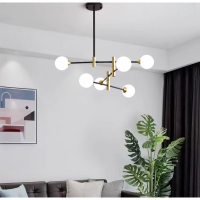 SE21-HA-6 HARUTO BLACK AND GOLD PENDANT OPAL 83x55cm E27*6 MAX60W IP20 2 YEARS WARRANTY