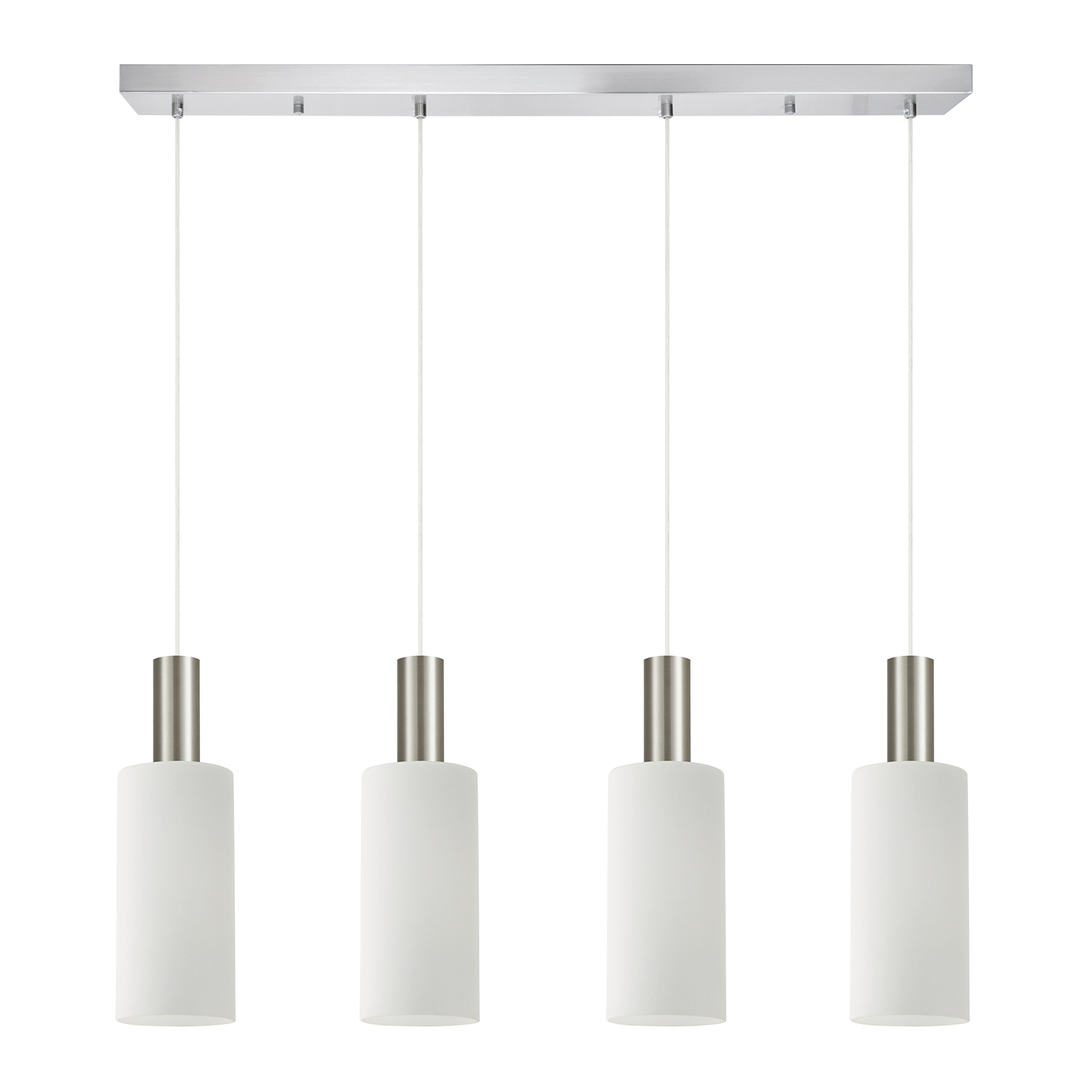 SE21-NM-4-4NM-GL3 ADEPT TUBE Nickel Matt Pendant White Glass+