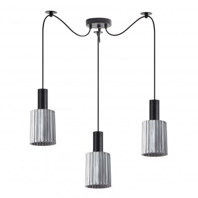 SE21-BL-4-BL3-GL1 ADEPT TUBE Black Pendant Smoked Glass+