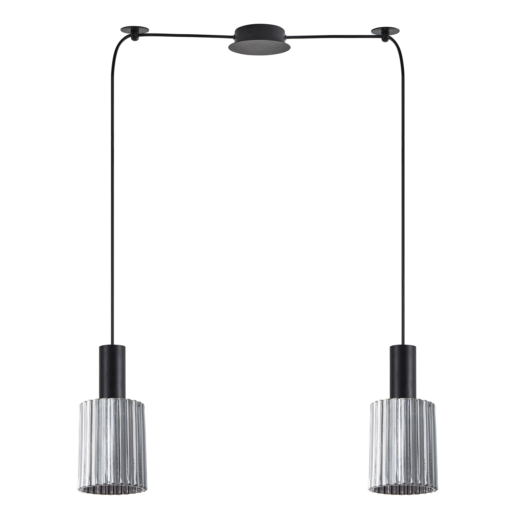 SE21-BL-4-BL2-GL1 ADEPT TUBE Black Pendant Smoked Glass+