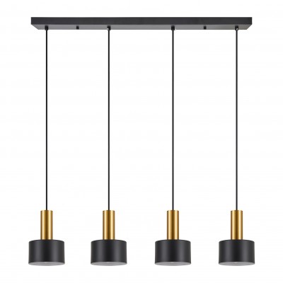 SE21-GM-4-4BL-MS1 ADEPT TUBE Gold Matt Pendant Black Metal Shade+