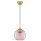 ROUND PINK GLASS-BRASS GOLD METAL PENDANT  D:24cm