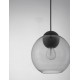 ROUND LIGHT GREY GLASS-BLACK METAL PENDANT D:24cm
