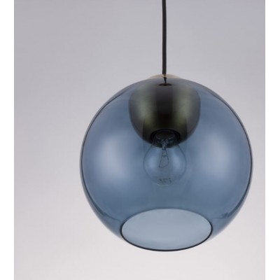 ROUND BLUE GLASS-BRASS GOLD METAL PENDANT D:24cm