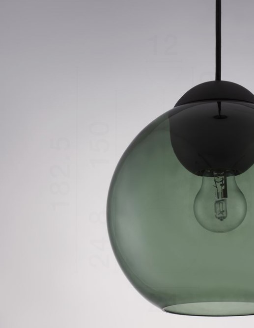 ΣΦΑΙΡΙΚΟ ΜΟΝΟΦΩΤΟ DARK GREEN GLASS-BLACK METAL D:24cm