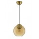 ROUND AMBER GLASS-BRASS GOLD METAL PENDANT D:24cm