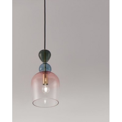 GLASS PENDANT GREEN-BLUE-PINK GRADIENT H:31,4cm