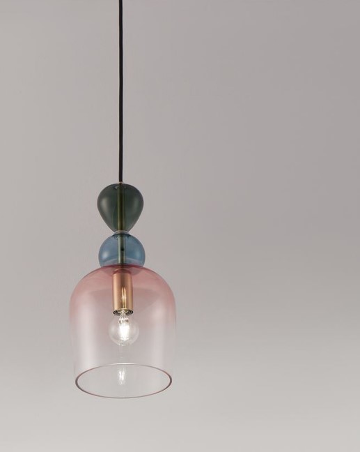 GLASS PENDANT GREEN-BLUE-PINK GRADIENT H:31,4cm