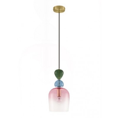 GLASS PENDANT GREEN-BLUE-PINK GRADIENT H:31,4cm