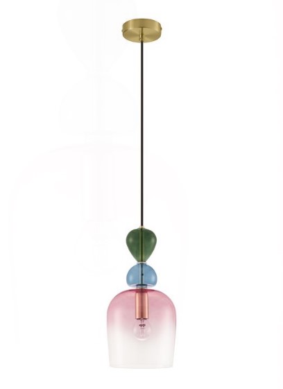 GLASS PENDANT GREEN-BLUE-PINK GRADIENT H:31,4cm