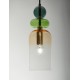 GLASS PENDANT DARK GREEN-BRIGHT GREEN-ORANGE GRADIENT H:30cm