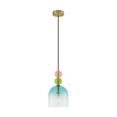 GLASS PENDANT PINK-BRIGHT GREEN-BLUE GRADIENT H:30,4cm