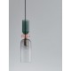 GLASS PENDANT DARK GREEN-PINK-GREY GRADIENT H:44cm