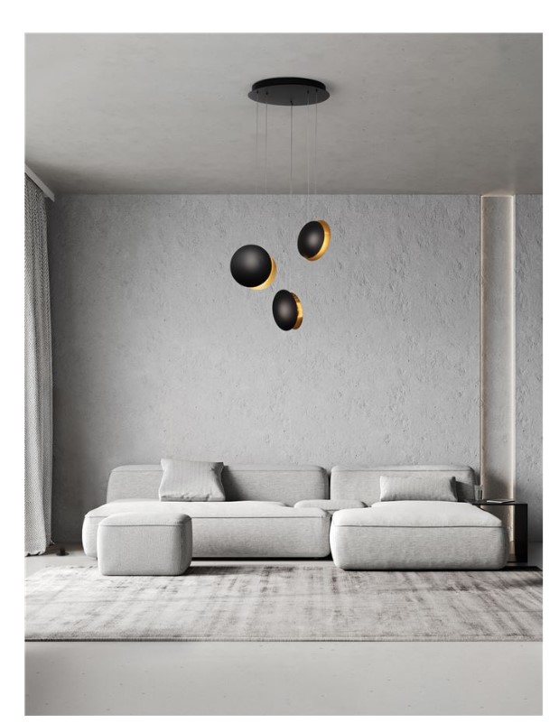 3-LIGHT FIXTURE SANDY BLACK-GOLD METAL
