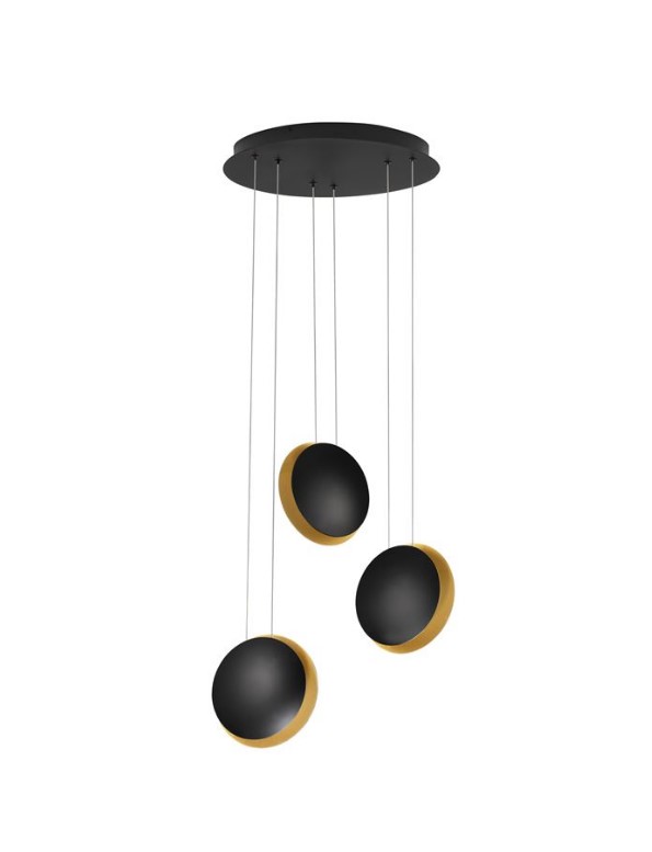 3-LIGHT FIXTURE SANDY BLACK-GOLD METAL
