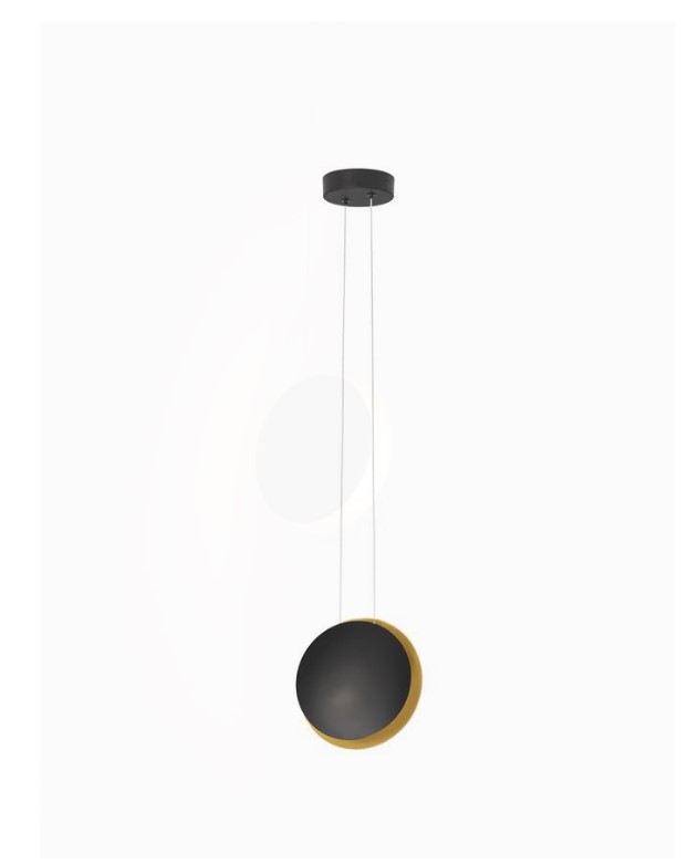 DECORATIVE SINGLE PENDANT SANDY BLACK-GOLD METAL Ø20cm
