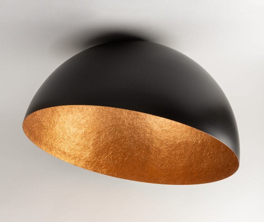 SMALL STEEL CEILING DOME BLACK-GOLD Ø35cm