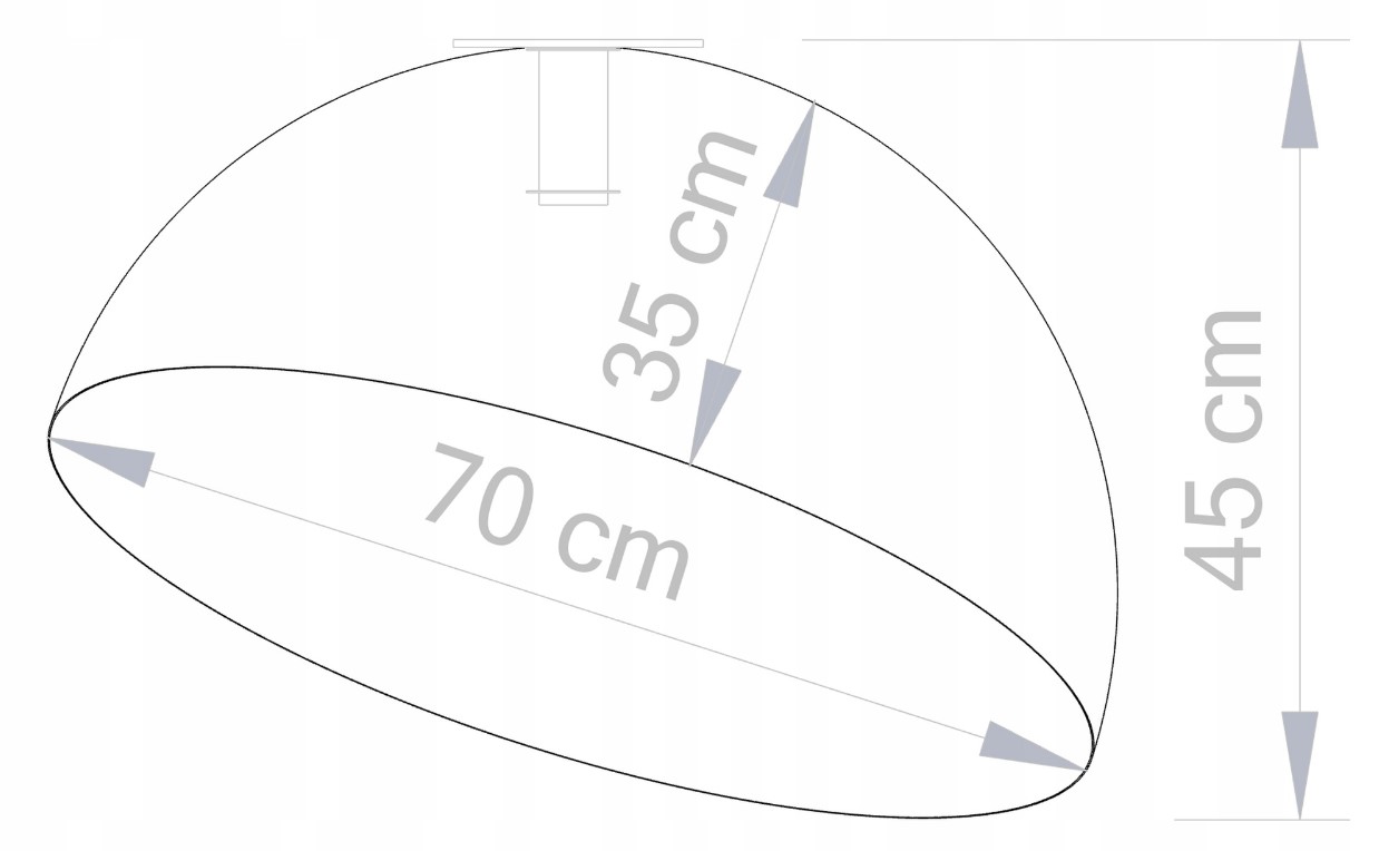 LARGE STEEL CEILING DOME SILVER-BLACK Ø70cm