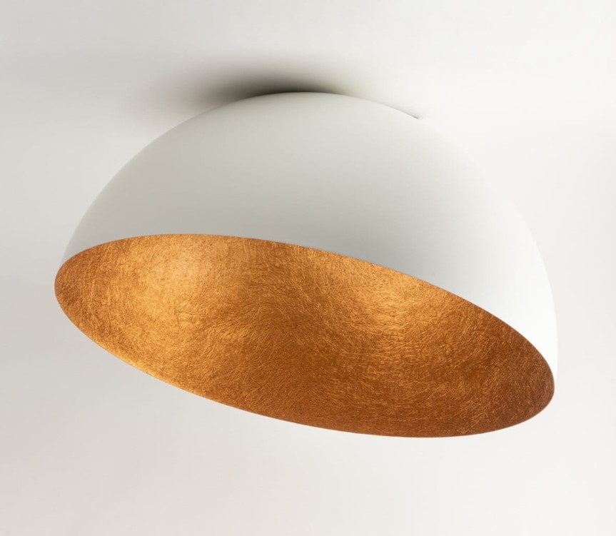 SMALL STEEL CEILING DOME WHITE-COPPER Ø35cm