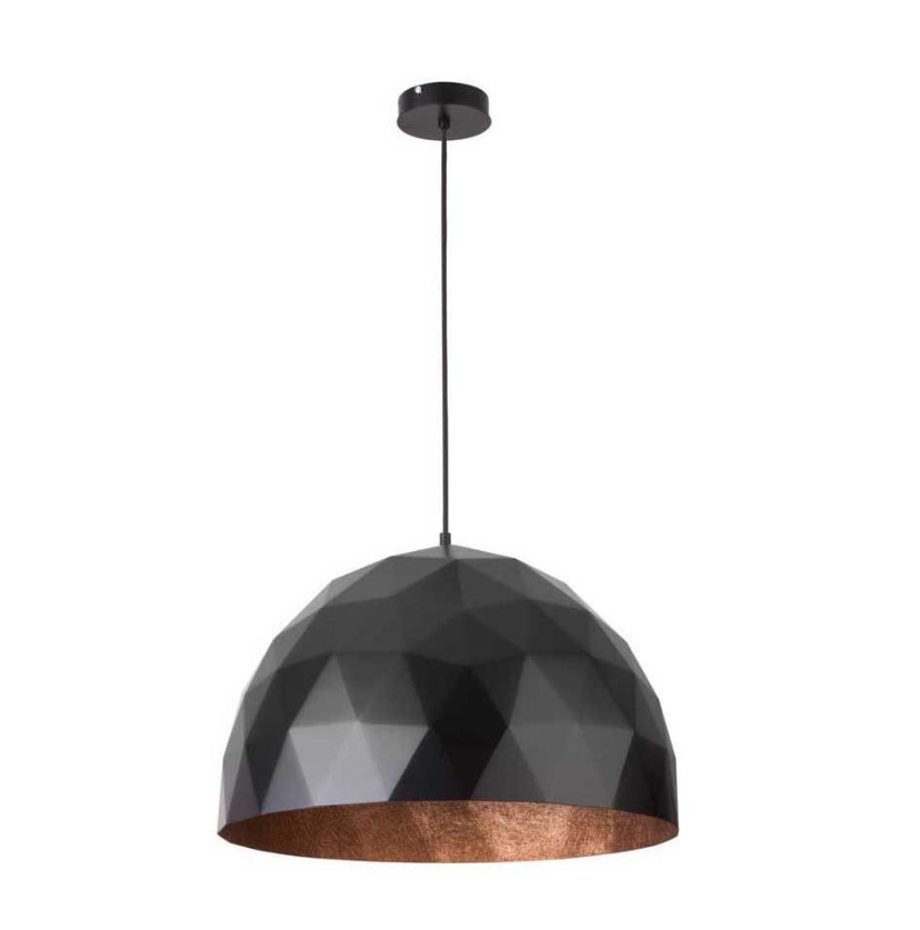 POLYGONAL STEEL DOME PENDANT BLACK-COPPER Ø50cm