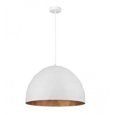 POLYGONAL STEEL DOME PENDANT WHITE-COPPER Ø50cm
