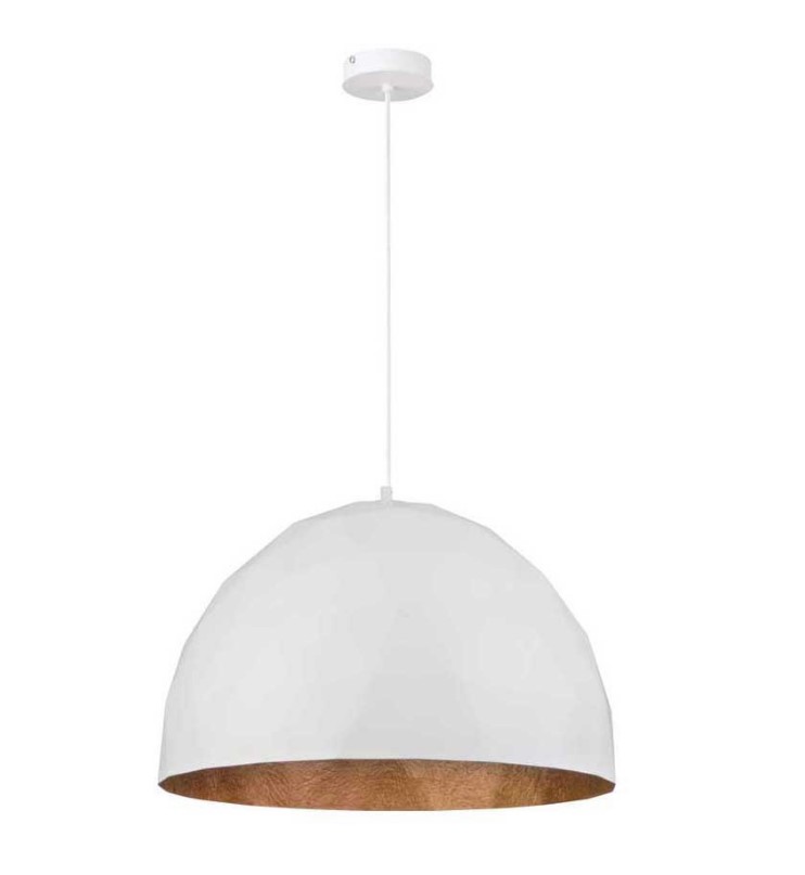 POLYGONAL STEEL DOME PENDANT WHITE-COPPER Ø50cm