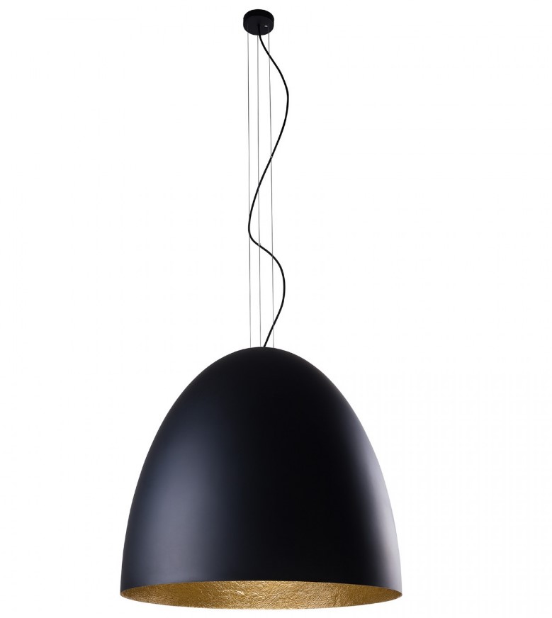 7-BULB STEEL DOME PENDANT BLACK-GOLD Ø75cm