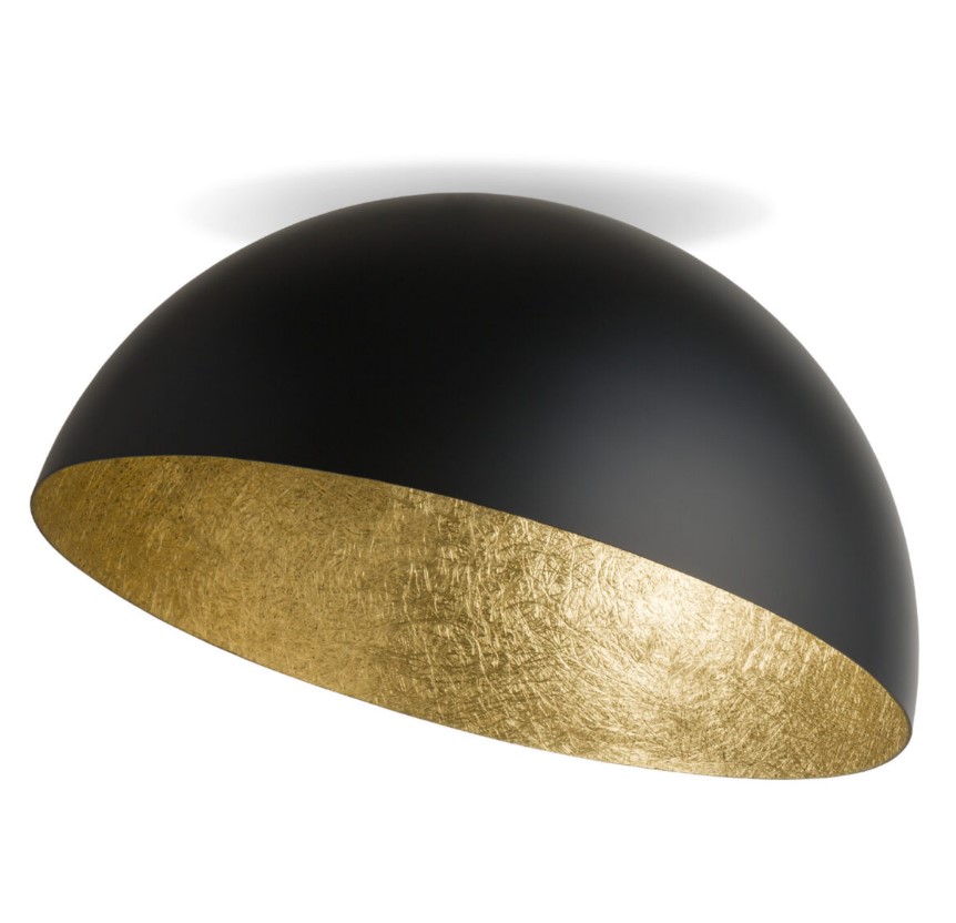EXTRA LARGE STEEL CEILING DOME BLACK-GOLD Ø90cm