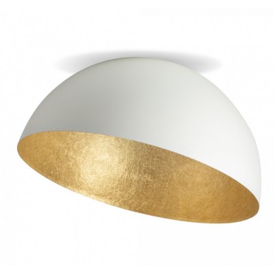 EXTRA LARGE STEEL CEILING DOME WHITE-GOLD Ø90cm