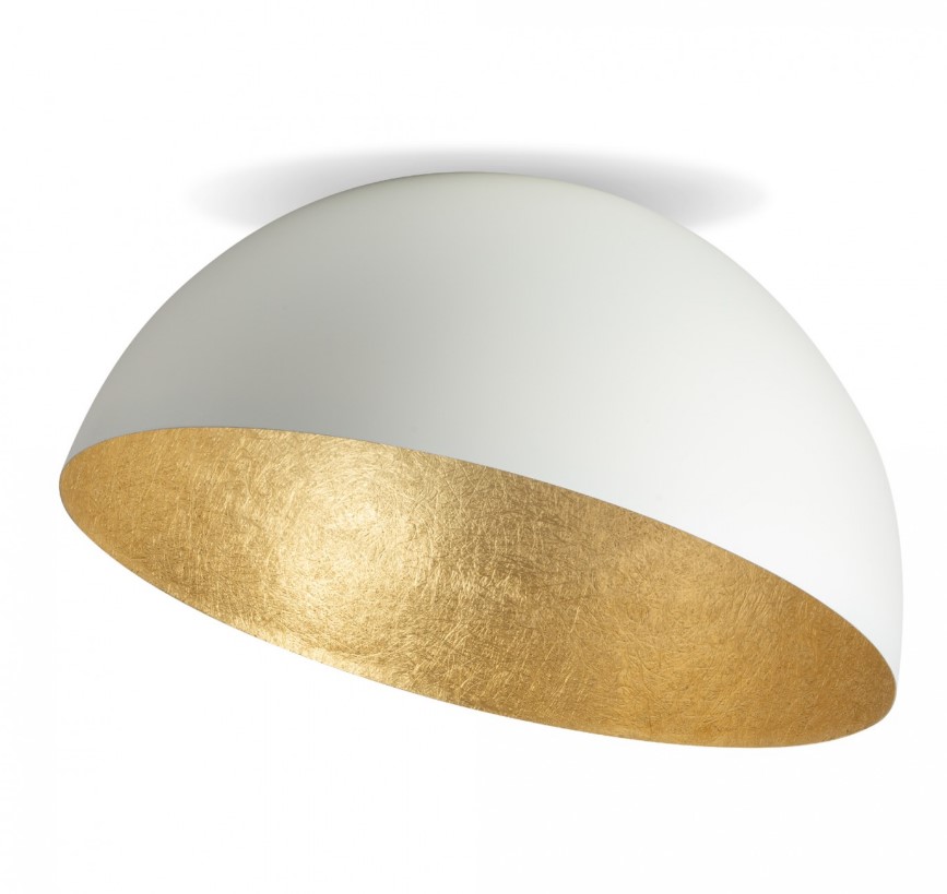 EXTRA LARGE STEEL CEILING DOME WHITE-GOLD Ø90cm