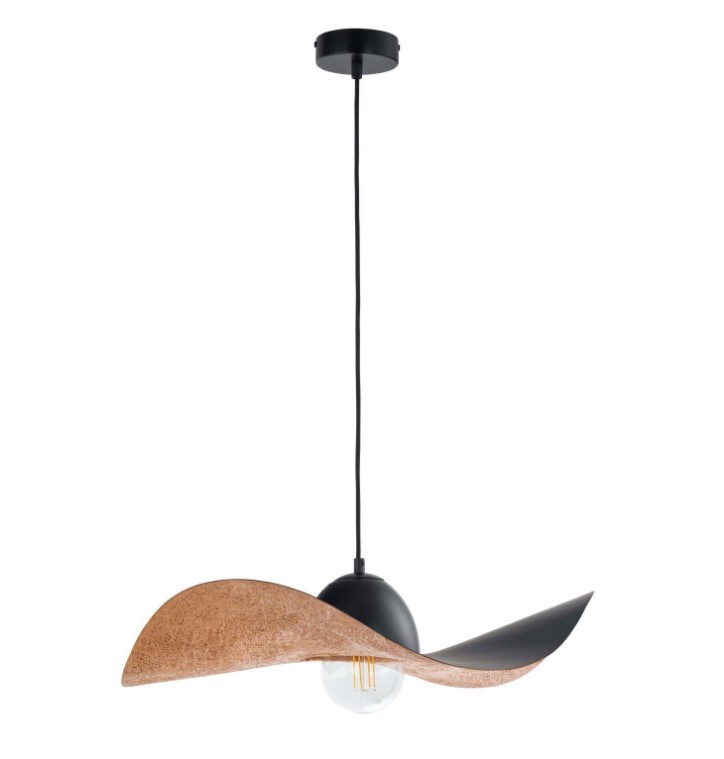MODERN SINGLE-BULB PENDANT, STEEL BLACK-COPPER Ø55cm