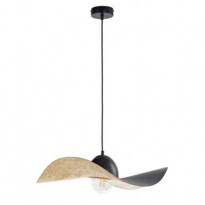MODERN SINGLE-BULB PENDANT, STEEL BLACK-GOLD Ø55cm