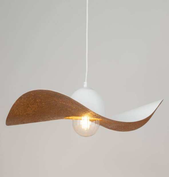 MODERN SINGLE-BULB PENDANT, STEEL WHITE-COPPER Ø55cm